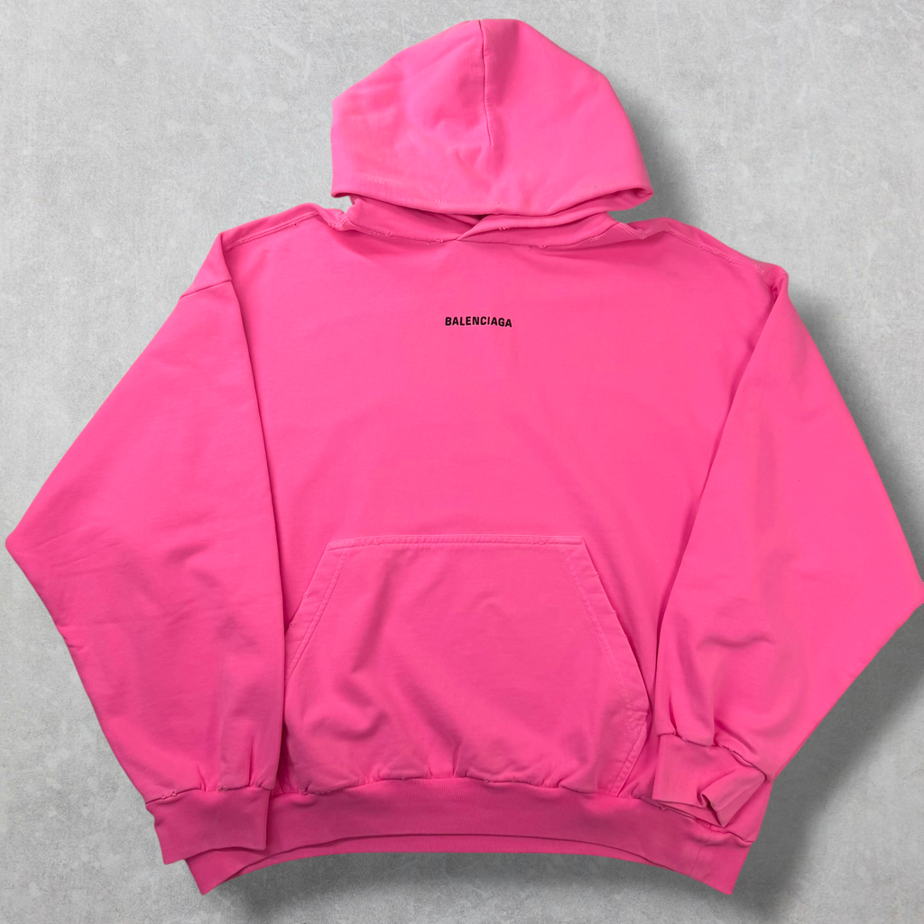 Balenciaga Back Print Bright Pink Medium Fit Hoodie Women