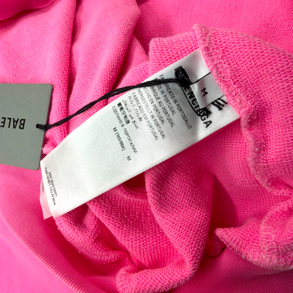 Balenciaga Back Print Bright Pink Medium Fit Hoodie Women